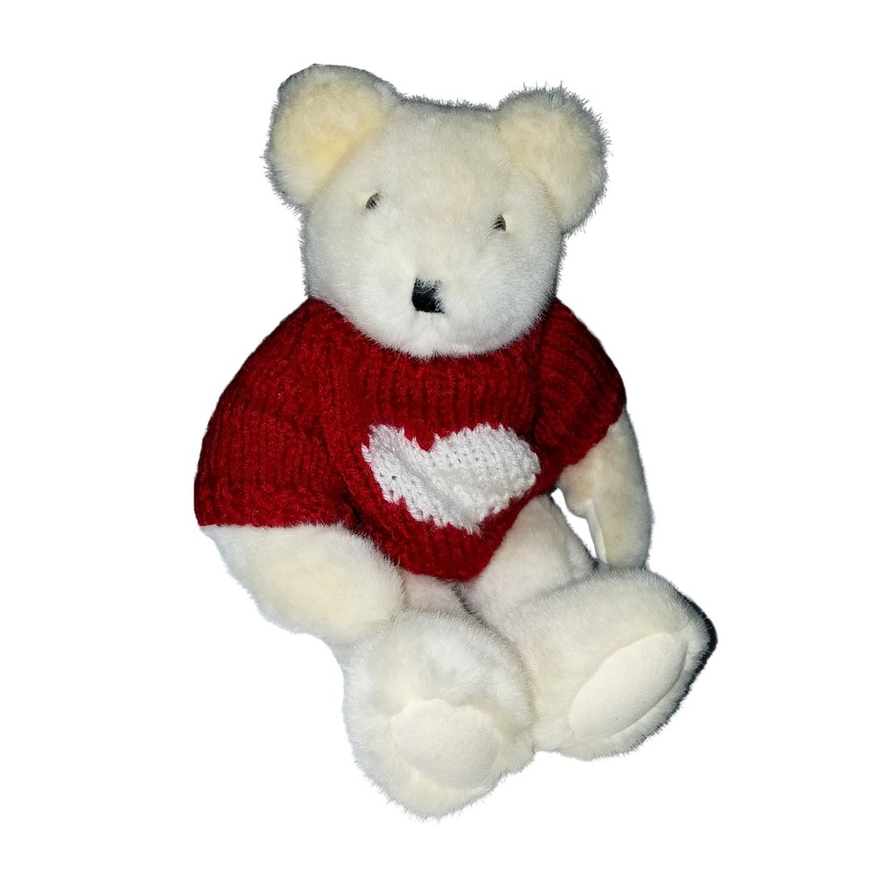 Mary Meyer Off White Valentine Teddy Bear Plush Red Sweater 12.5" (Vintage 1994)